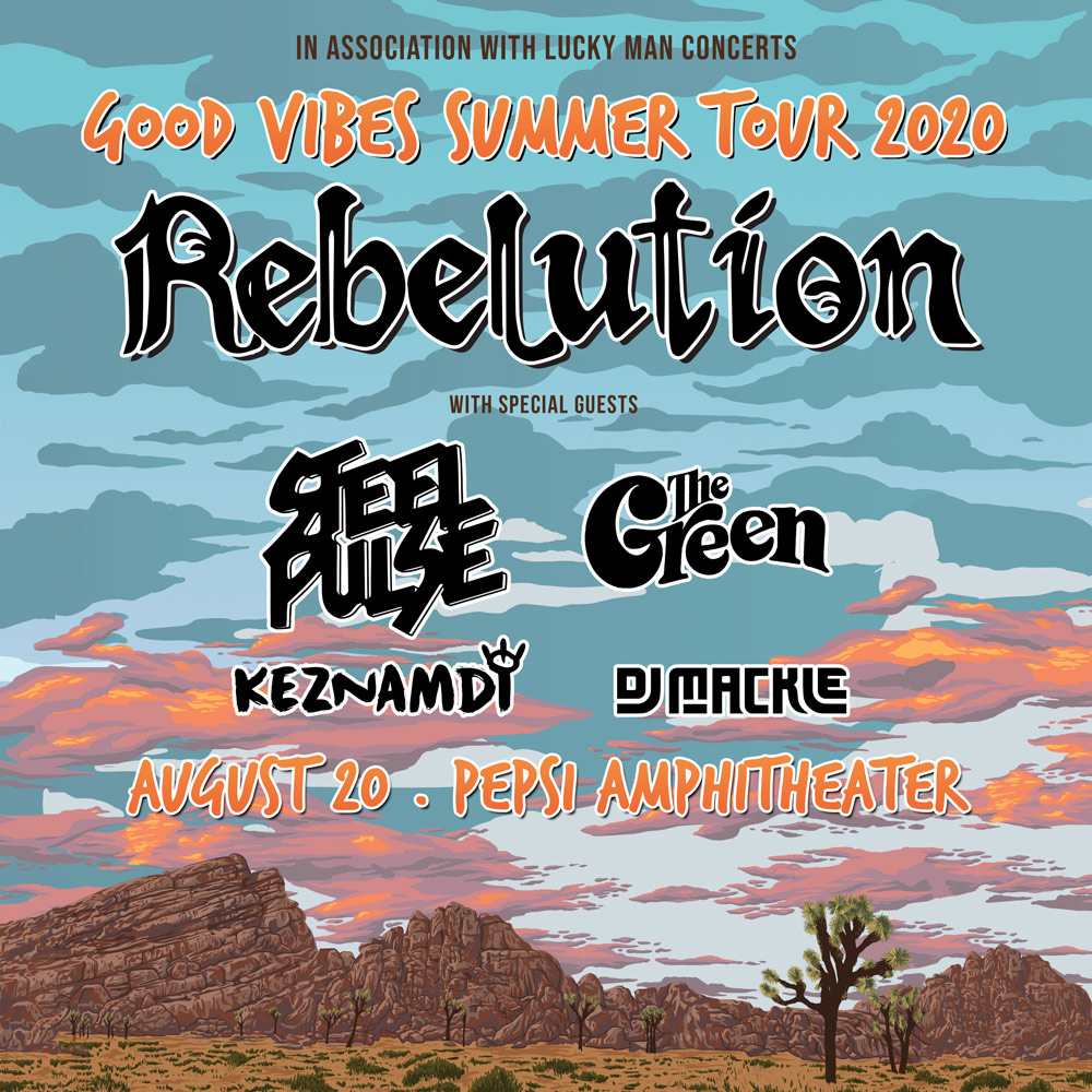 Rebelution's Good Vibes Summer Tour 2020 with special guests Steel Pulse, The Green, Keznamdi &amp; DJ MACKLE is on sale NOW! Grab tickets online at pepsiamp.com