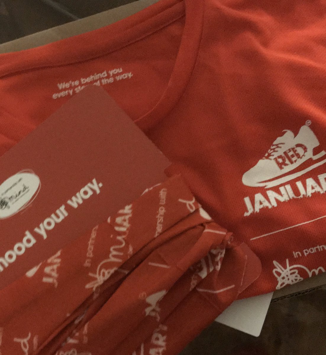 ThinkActiveCSW's tweet photo. It’s definitely on @REDJanuaryUK The first of our team T-shirt’s and snoods dropped through our letterbox today, the rest to come! Thanks @MindCharity Get ready @SpringfieldMind we are ready to go! #challengeourselves #activelives #worklifebalance #friendlycontest https://t.co/b3Ux2z04p7