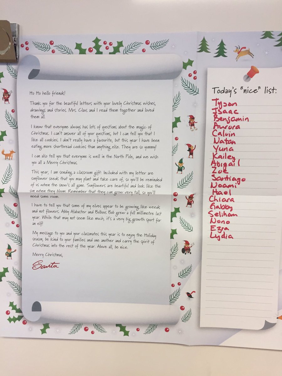 Stephspencer819's tweet photo. Ho Ho Ho our letter from Santa has arrived! Nice work grade 1s writing your letters to Santa and getting a response! https://t.co/I8XsowSCfY