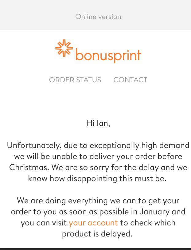 IanMarsdenGB's tweet photo. Who would have thought high demand for Christmas @bonusprint thanks for letting letting down my little boy for Christmas #christmasholidays #christmaspresent #nopresent https://t.co/G9gU7naLRQ