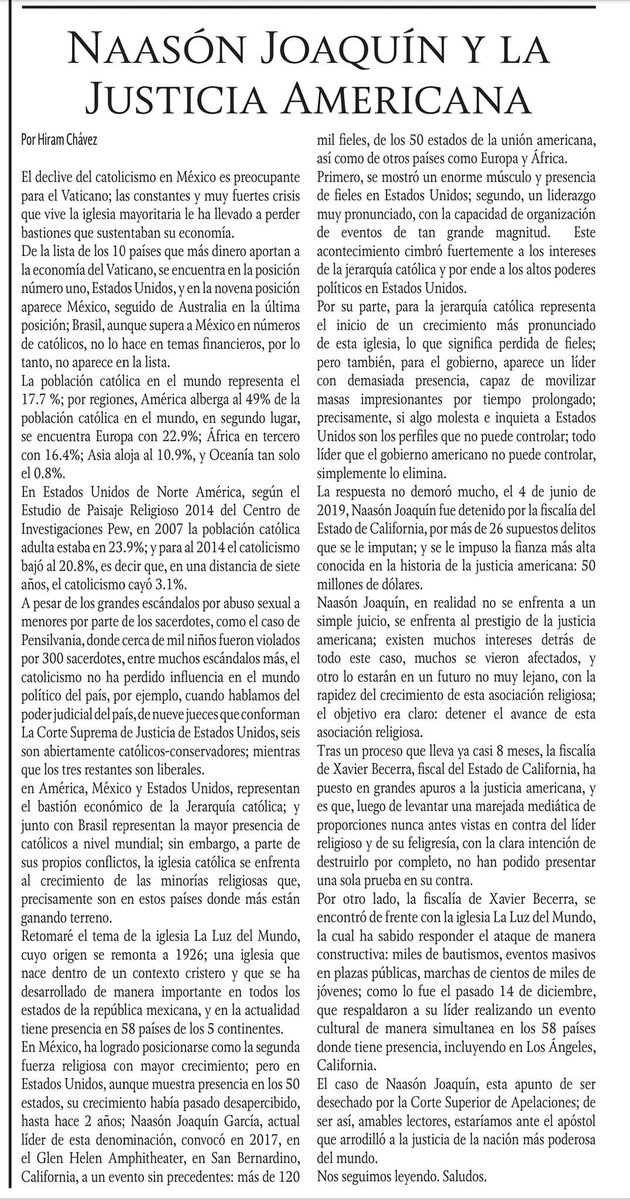 AliceHe36803469's tweet photo. Columna publicada por  el Periódico Meridiano de Nayarit https://t.co/ueTj7KRD76