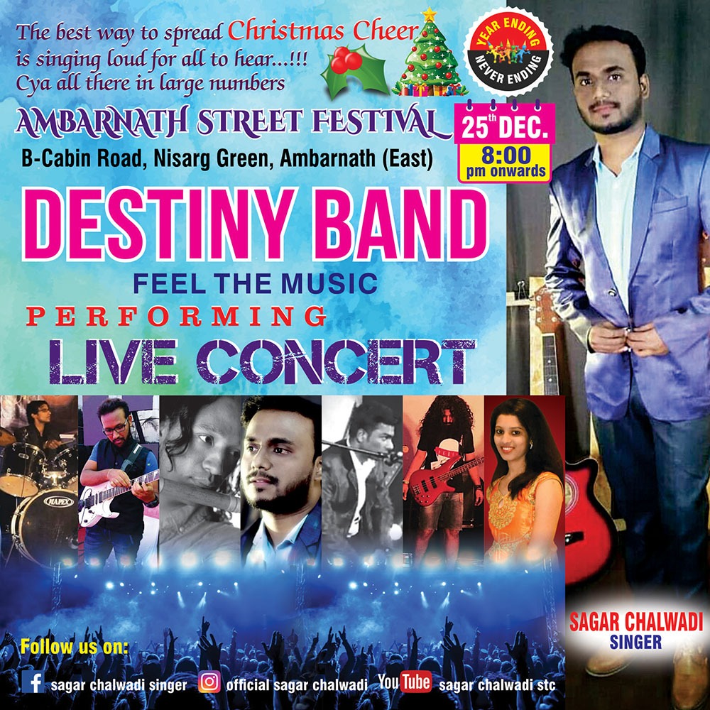 chalwadisagar's tweet photo. #destinyband #feelthemusic #liveconcert #ambernathkar #carnival #streetfestival #musicover #spreadlover #cheerup #rockingband 🎤🤟🎶❤ #sagarchalwadi #Singer https://t.co/TabIsK0RVK