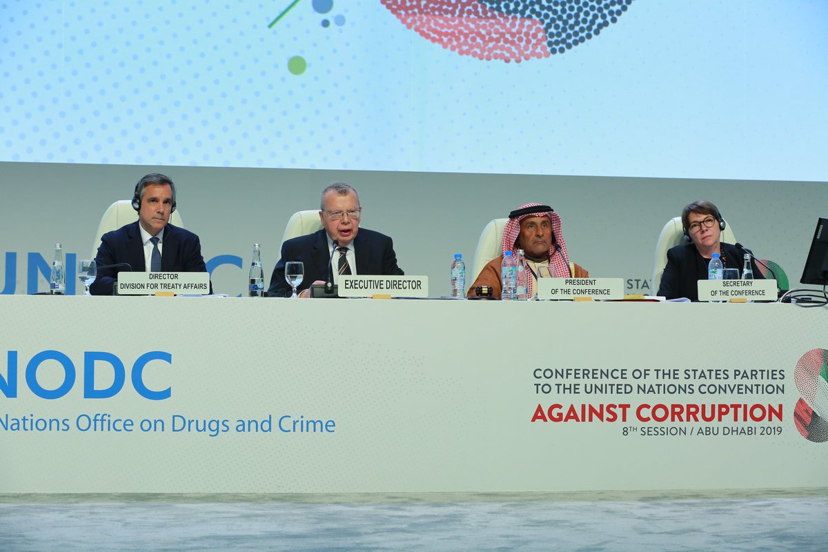 #COSP8 to the <a href="/UN/">United Nations</a> Convention against Corruption #UNCAC concluded today in #AbuDhabi with 15 resolutions on strengthening prevention and the work of anti-#corruption bodies, improving data collection and more➡️ bit.ly/2PGVIyw 
#UnitedAgainstCorruption