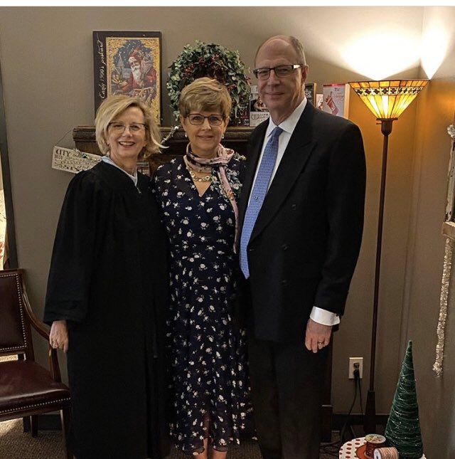 cgravesdds's tweet photo. Made it official today. My friend of over three decades honored us with a very fun private wedding in her courtroom.  10+ years and finally legit #Hitched https://t.co/Sxp9NFGGAH