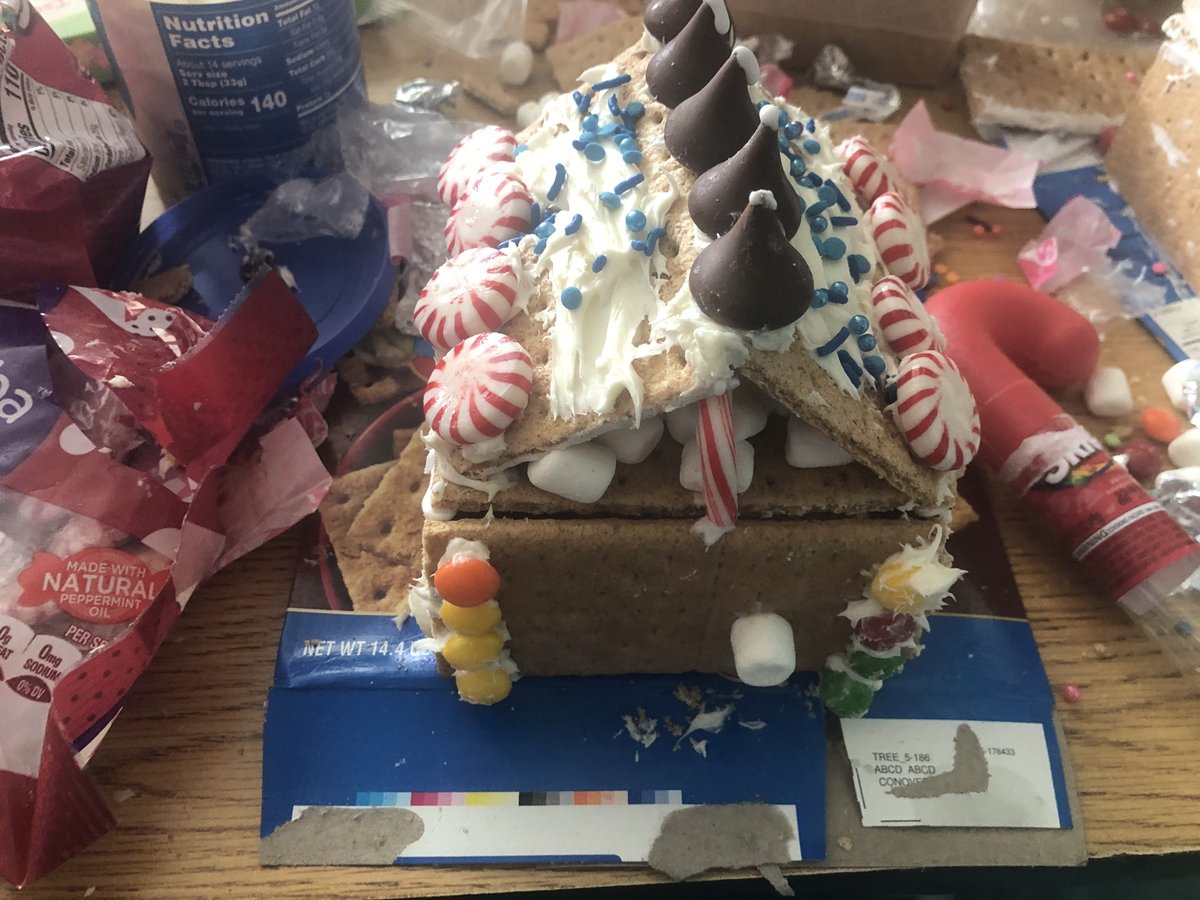 kmessocialmedia's tweet photo. Fifth graders built gingerbread houses where they measured the volume of the house built. #SDOCGoodtoGreat #GingerbreadHouse #SugaredUp #AteAllTheLeftoverCandy #Creativity #SugarCraft #Gingerbread #BuiltWithLove #SugarInTheAir https://t.co/q3vMjpjvXJ