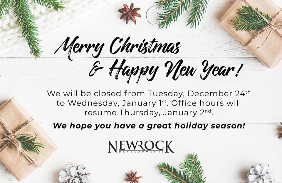 Our NewRock Developments Team would like to wish you and your loved ones a happy holiday season!