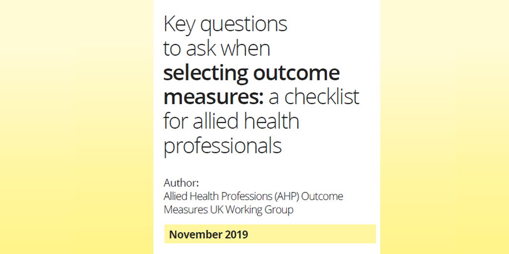 If you are considering which outcome measure is most suitable for your area of practice, download this new resource! Contains key questions to ask &amp; is intended to guide discussions and support decision-making: ow.ly/7g6D50xrBAY #occupationaltherapy #ValueOfOT #OT365