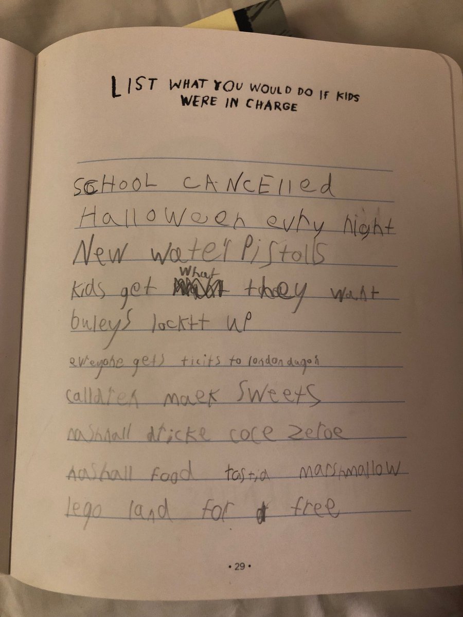 We found a list my 17 year old brother had written aged 7 and honestly nothing is better