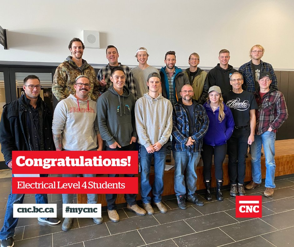 Congratulations to the Electrical level 4 students who wrote their Inter-Provincial Red Seal exam today.  Good luck with your future in industry!  Thanks for training with us.
#mycnc #cnctrades #electrician #RedSeal