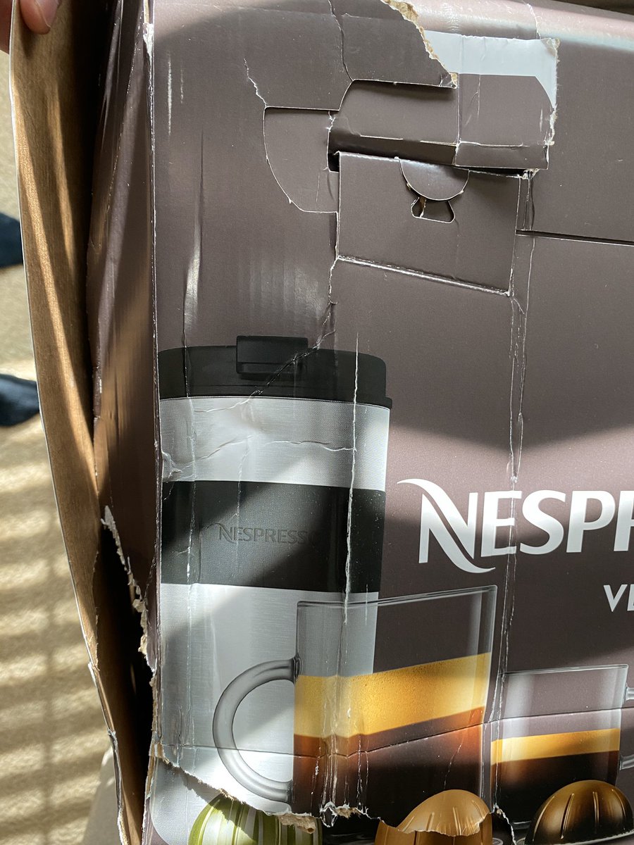 rnovak28's tweet photo. @Target I purchased a @NespressoUSA as a gift and the box was delivered in tatters. I can’t wrap this as a gift 😖 Please help! https://t.co/V4flPOQmAi