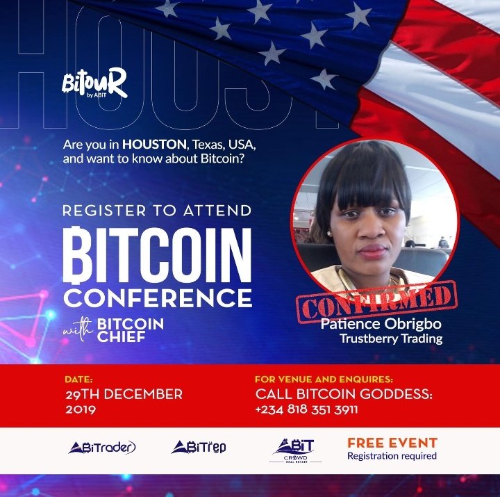gaiuschibueze's tweet photo. #Bitour 2019.
I'll be talking about bitcoin in Atlanta Georgia and Houston Texas on the 22nd of Dec and 29th Dec 2019 resp.
Speakers: Gaius Chibueze
Guest Speakers: John A. Adeneye
Patience Obrigbo
Isaiah Jackson
If you're interested in attending, reach out to me. https://t.co/I93lFE35cF