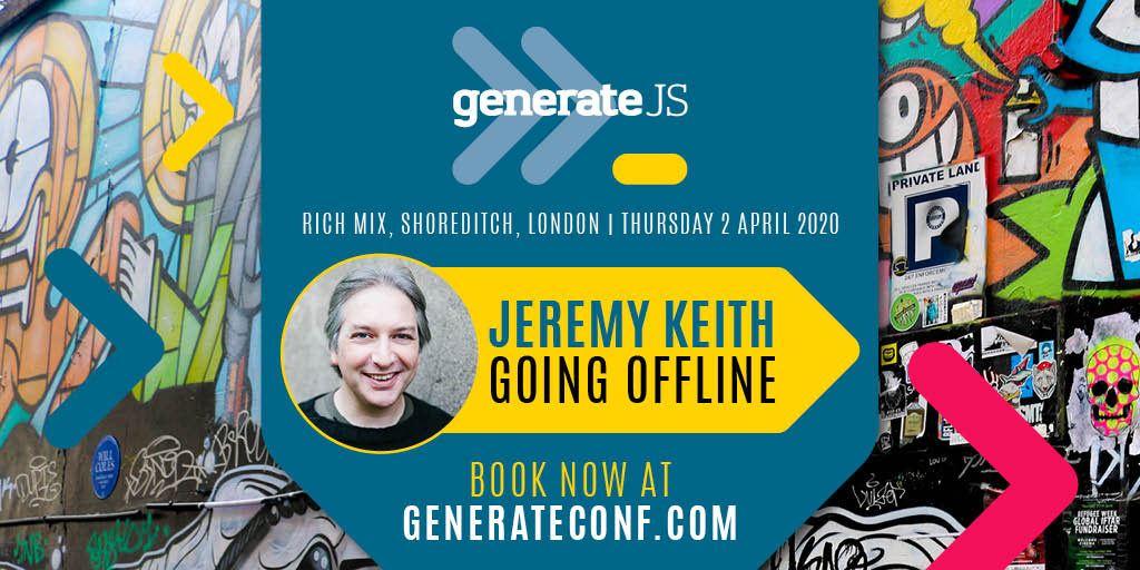 netmag's tweet photo. Fed up of 4G blackouts while visiting relatives this Christmas? Learn how to offer offline access to your sites by attending @adactio's talk at #GenerateJS. And save a cool £110 off your ticket price when buying it from https://t.co/4GJdVHlabb before 31 January #generateconf https://t.co/DqwjdSLsvx