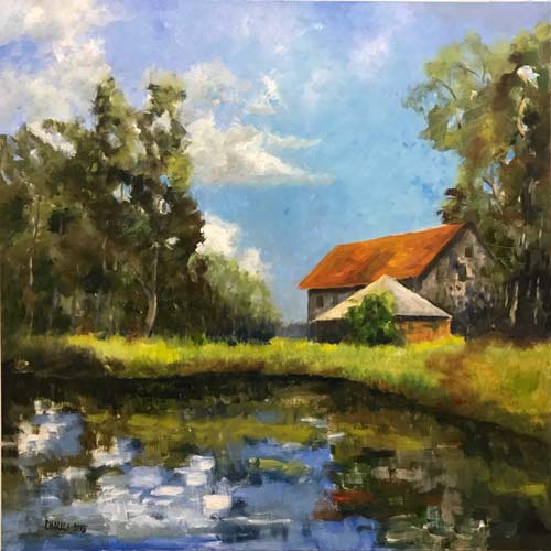 Bright and lovely! Cheer up any room in your home with this piece my Dr. Charles Guess! You can find it at Southern Breeze Gallery! 4'x4' $1,800 #artgallery #artist #artwork #fineart #mississippiartist