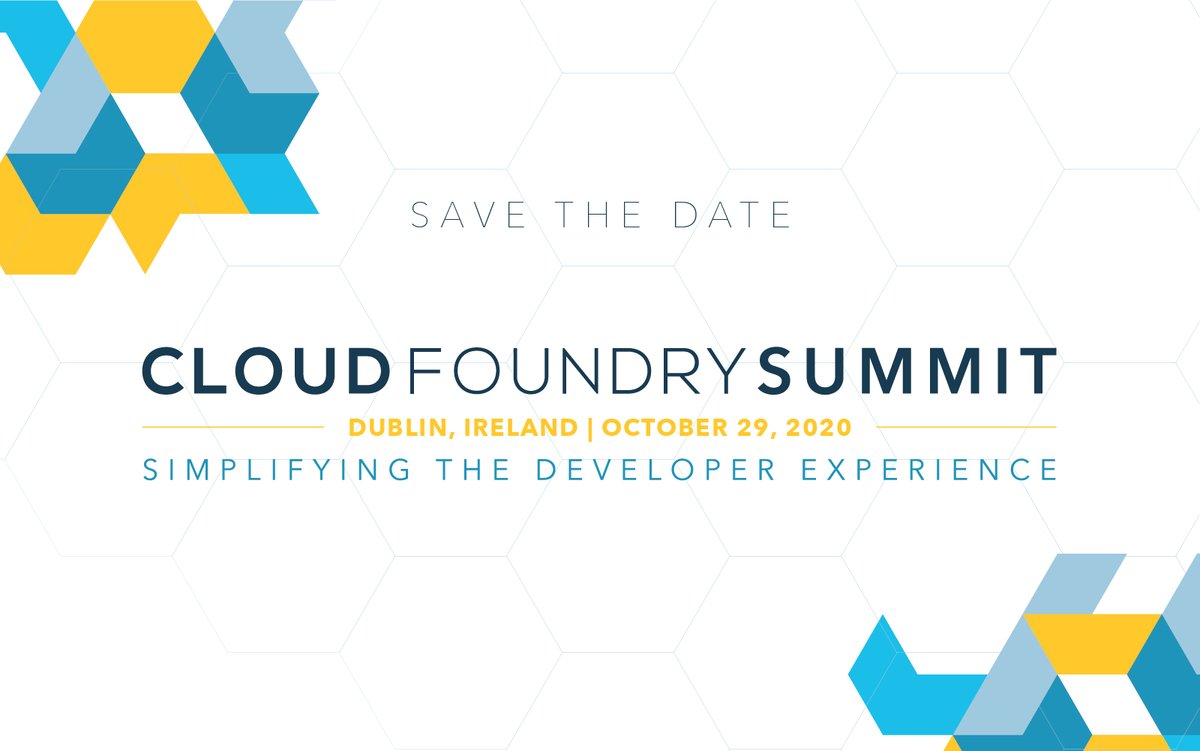 cloudfoundry's tweet photo. Save the Date: #CFSummit is back. Join us in Austin, Texas on June 25, 2020 and Dublin, Ireland on October 29, 2020. Learn more: https://t.co/t4IhL2erzd https://t.co/cAHcXF82ri