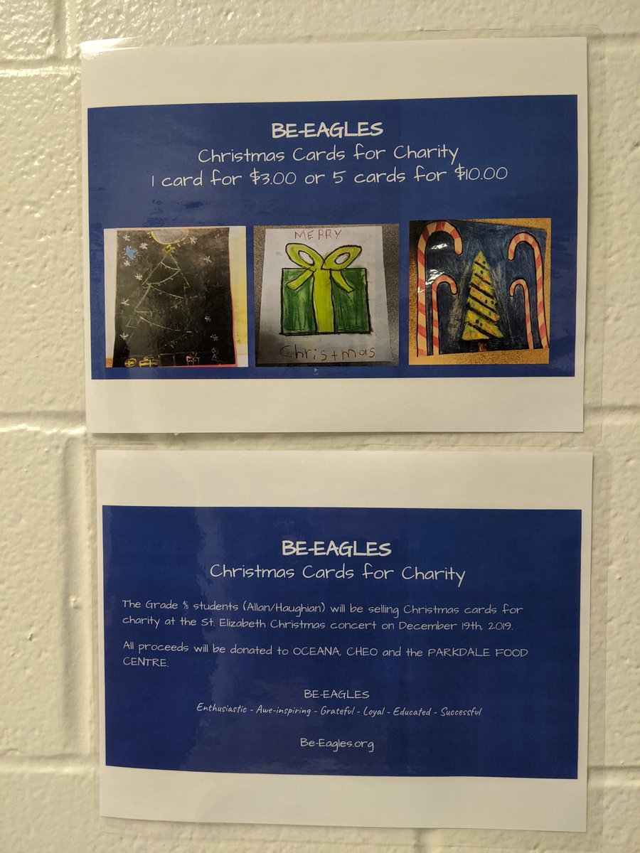 HaughianSEL's tweet photo. The BE-EAGLES sold “Christmas Cards for Charity” in order to raise “seed money” for our EA Venture! A huge thank you to the St. Elizabeth community, we raised over $200! Stay tuned...January is sure to BE-AWESOME! @msmaryjallan @Richard15814315 @BettyWeil #CaringCitizens https://t.co/Hy2fMQ1TSr