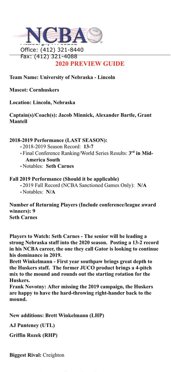 UNLClubBaseball's tweet photo. Finals : ☑️
2020 Team Preview : ⬇️⬇️⬇️ https://t.co/UxBGWJA414