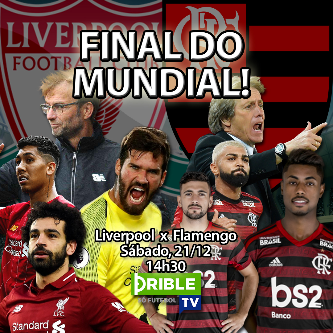 DribleTv's tweet photo. AMANHÃ É DIA DE FINAL!

Flamengo e Liverpool se enfrentam neste sábado, às 14h30, pela grande final do Mundial de Clubes da FIFA no estádio Khalifa International, no Catar.

Quem será o Campeão do Mundo: Flamengo ou Liverpool? https://t.co/6vu5SuT8JM