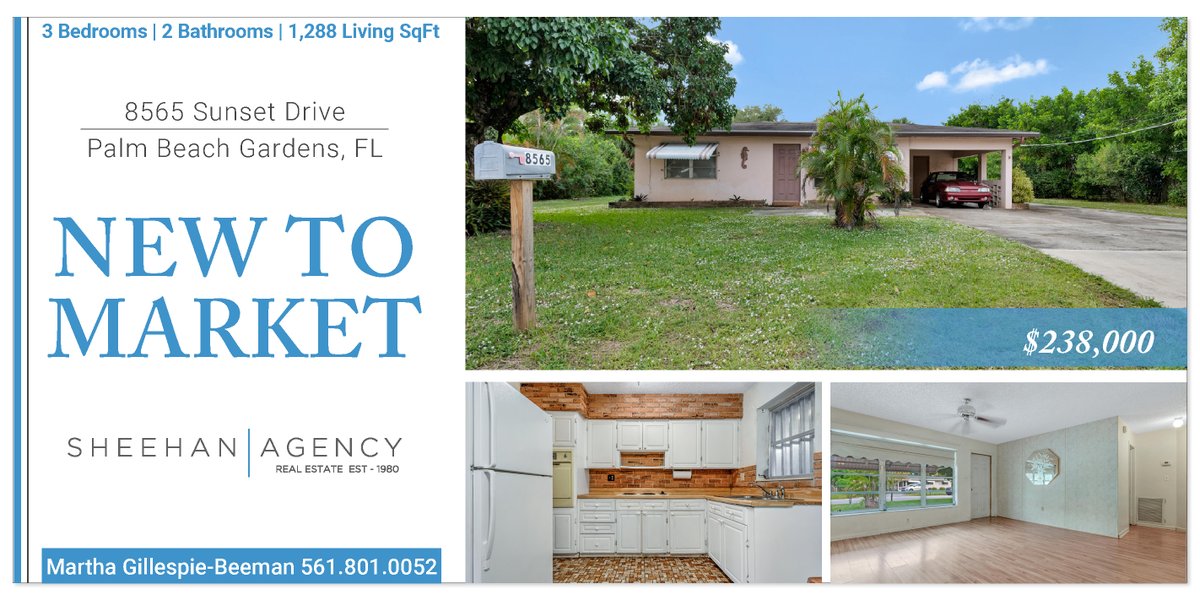 NEW TO MARKET!

8565 Sunset Drive, 
Palm Beach Gardens, FL
thesheehanagency.com/properties/856…

#nohoa #palmbeachgardens #pbgfl #pbghomesforsale #palmbeachgardenshomes #palmbeachgardensrealestate 
#palmbeach #northernpalmbeachcounty #palmbeachcounty #newtomarket 
#investorsdream #starterhome