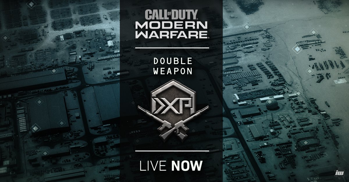InfinityWard's tweet photo. We're kicking the weekend off with Double Weapon XP! Live now across all platforms until Monday, December 23rd! #ModernWarfare https://t.co/6mJdZ57D2y