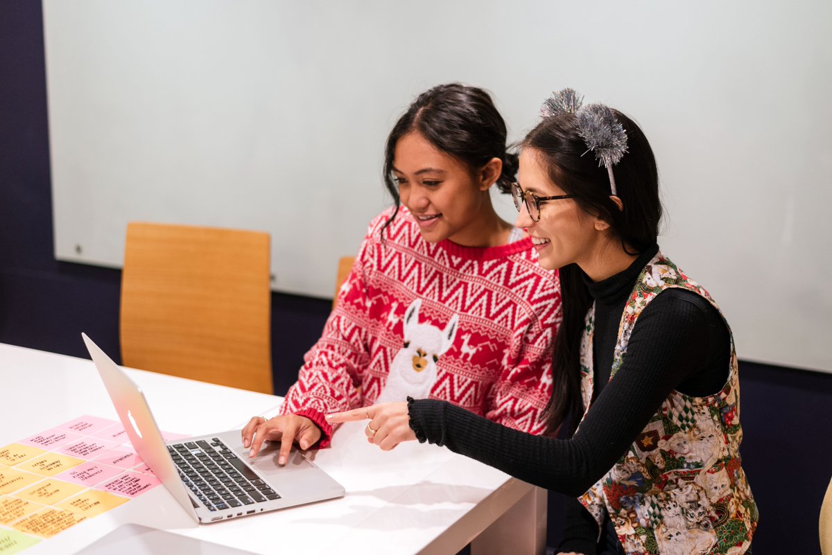 It's National Ugly Sweater day! Alex and Kim are participating and getting into the holiday spirit. What's the ugliest sweater you own? #digitalmarketingagency #philly #phillyphilly #business #branding #marketing #entrepreneurship