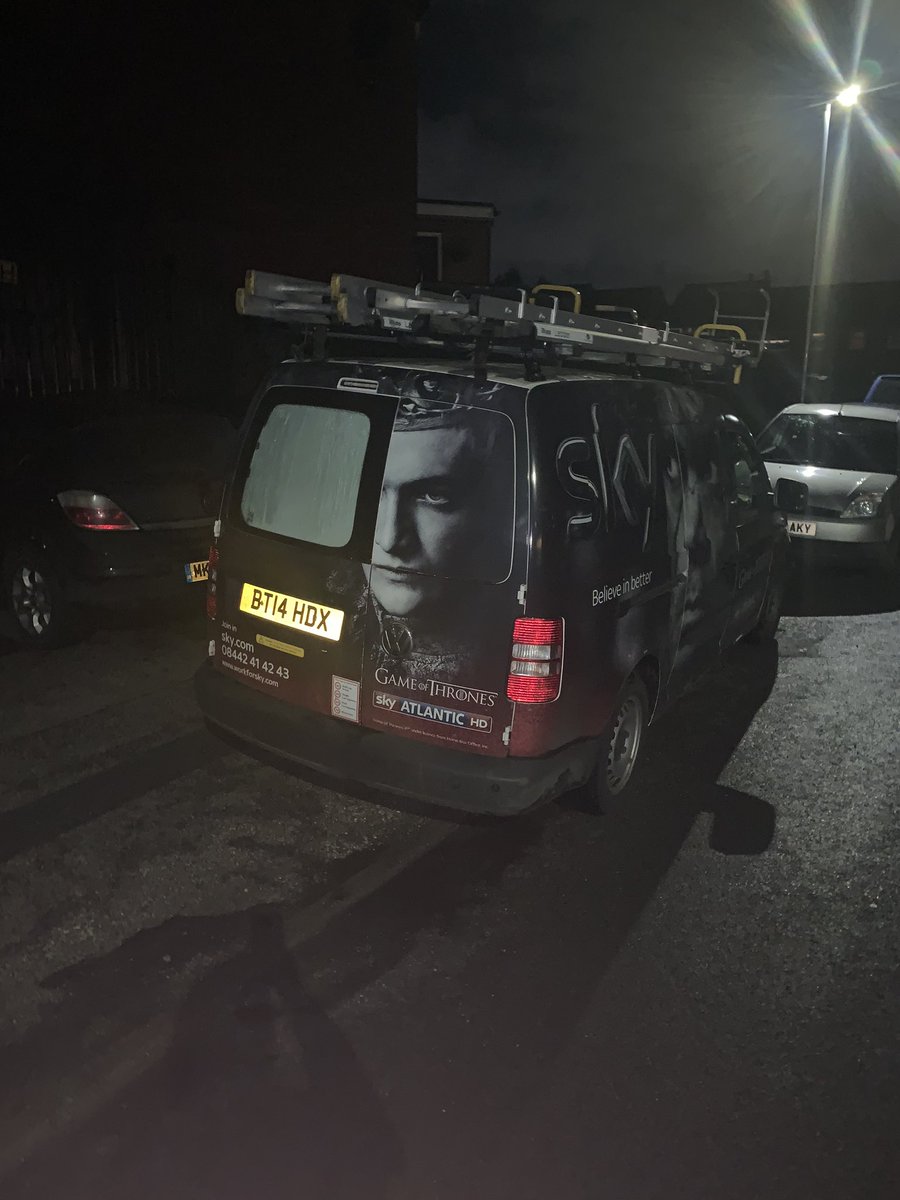 stacey6053's tweet photo. @SkyUK why do your van drivers think it’s ok to block people’s cars in? I had an emergency to get to and couldn’t get out! Thanks sky https://t.co/u5Roa3jsTp