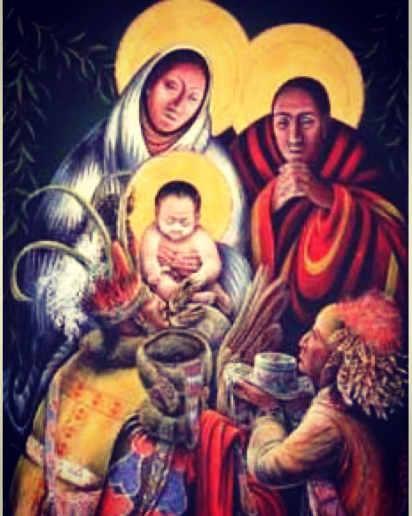 SaintKateriCtr's tweet photo. Nativity, with the visiting magi by Father John Giuliani. Fr. Giuliani creates many Native American Icons! #NativeAmerican #Catholic #nativefaith #nativity #Christ #Christmas #IndigenousPeoples #catholictwitter https://t.co/cWHJFGc3cl