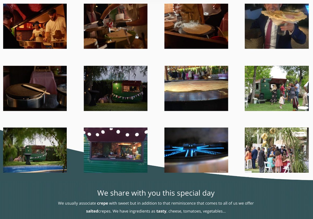 We share with you this special day
We usually associate crepe with sweet but in addition to that reminiscence that comes to all of us we offer saltedcrepes. We have ingredients as tasty, cheese, tomatoes, vegetables… #crepe #foodtruck #vintage #spain #food