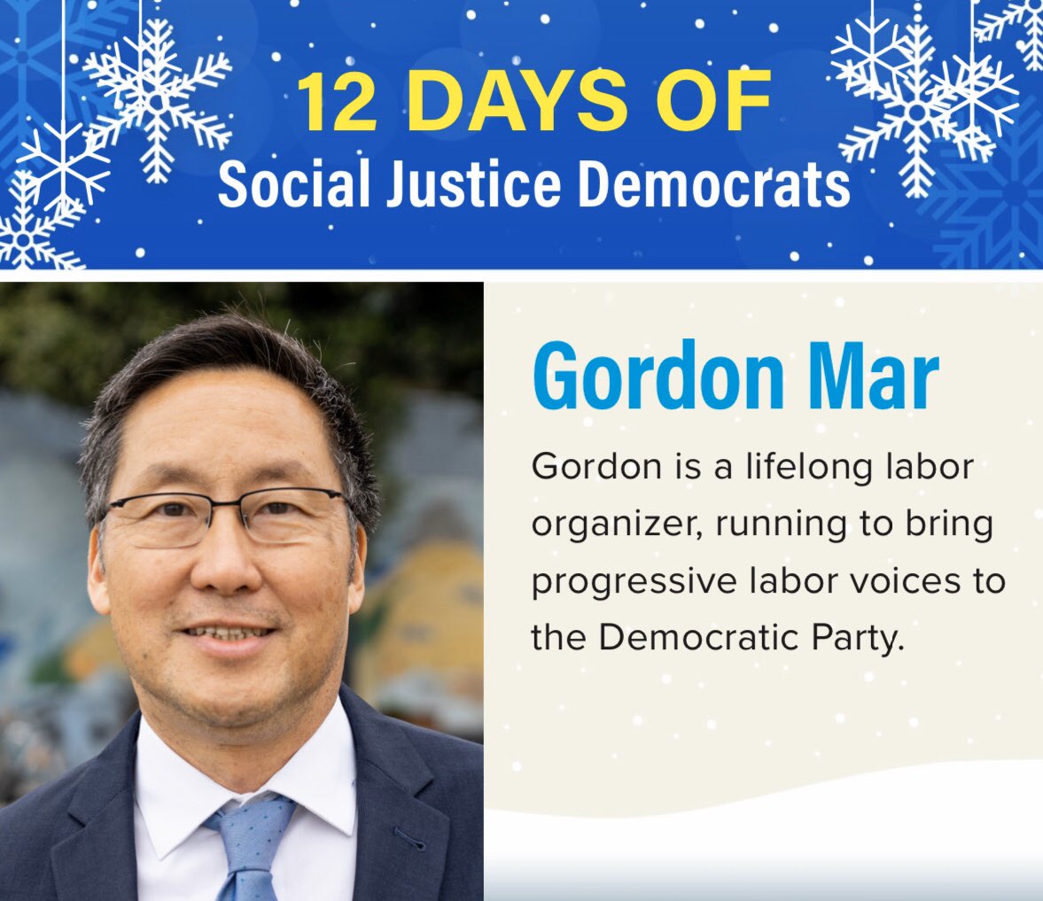 SFDems4Justice's tweet photo. On the 8th day of ​12 days of Social Justice Democrats​, we have Keith Baraka and Gordon Mar running to represent the westside! Be sure to vote on March 3, 2020. https://t.co/gK4b3RisOI
