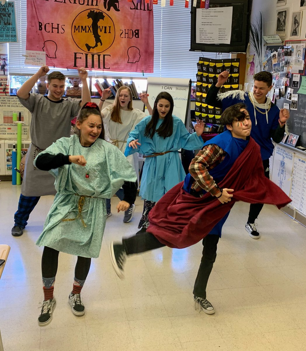 BCHSmagistra's tweet photo. Io Saturnalia! #BCHSLatin students are celebrating day 2 of this ancient midwinter festival in honor of the god Saturn the way the Romans did. #Saturnalia #LatinRocks @BCHSprincipal @MrBroderickBCHS https://t.co/2eHXRgbeKw