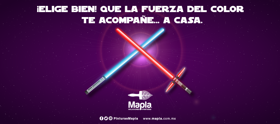 PinturasMAPLA's tweet photo. Nosotros también tenemos una galaxia llena de color,🎆 visita tu sucursal Mapla® más cercana y ¡haz que la fuerza de tu color favorito te acompañe a casa! 🤩
#HazloconMapla #StarWars 🎬 https://t.co/o7VjS2iTUD
