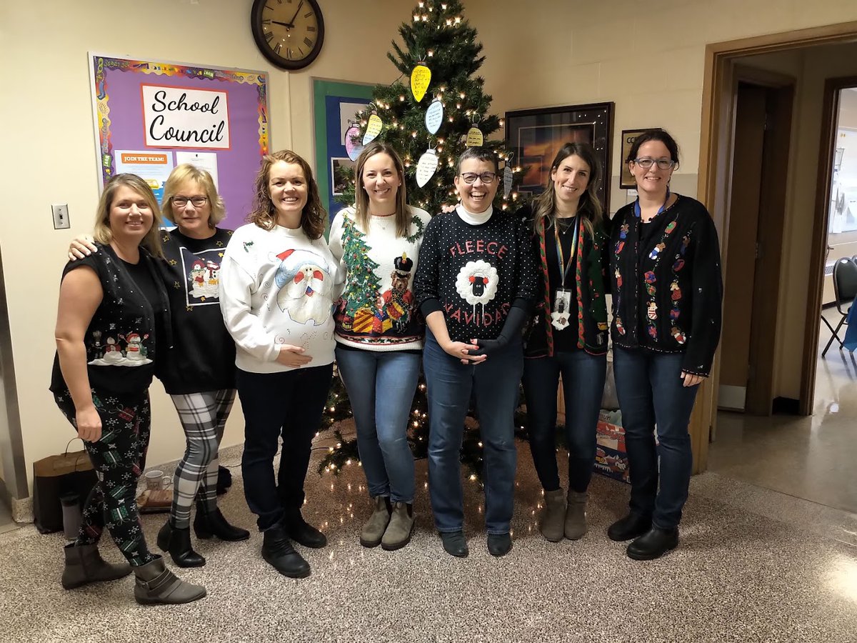 We woolly like Miss Campbell's holiday sweater. In fact, all the holiday sweaters you see are part of this special teacher's collection. We 💚 our staff! Happy holidays from our #ForestHillFam to yours! #beststaff #youbelong <a href="/wrdsb/">Waterloo Region DSB</a>