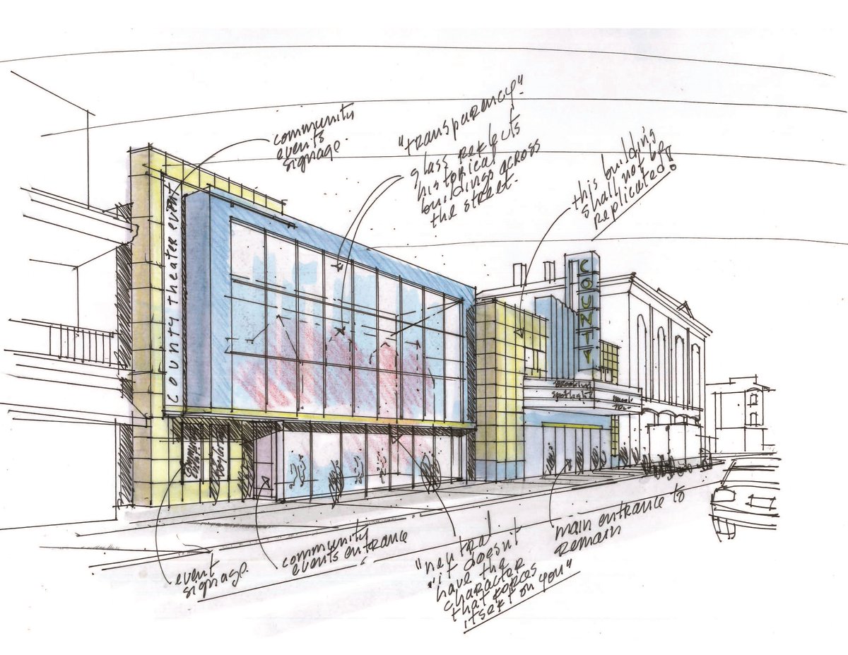 DRGarchitects's tweet photo. We could certainly imagine taking in a show here. Couldn't you? 🎭 Victor's early design for a county theater competition in Doylestown, PA is a showstopper.
Embracing our future and our past. That's the #DRGdifference.
#designconcept #handsketch #handsketches #architecture https://t.co/j2thBVK96m