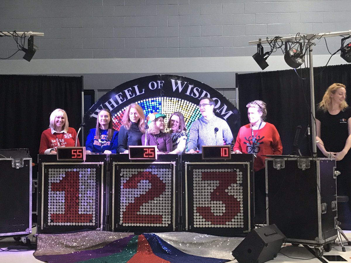 DrNzshamm's tweet photo. Our #Beebe203 teachers showing off what they know by answering trivia questions! Wishing our Beebe community a wonderful two week break where you can rest and rejuvenate! See you in 2020! #wheelofwisdom #together203 #BByou203 https://t.co/tyFvrvP4qq