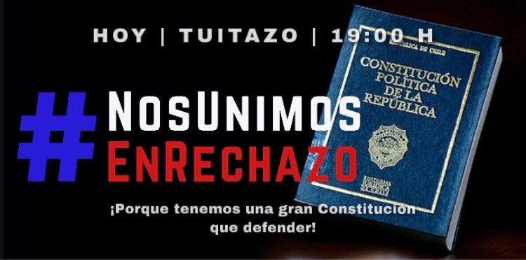 derechatuitera_'s tweet photo. ¡Tuiteros de derecha, acompáñennos hoy a las 19:00 h en una nueva jornada de tuitazo para decirles juntos a la clase política que #NosUnimosEnRechazo a la nueva constitución! 

Por favor, difunde esta información. https://t.co/UbXhgdMXzg