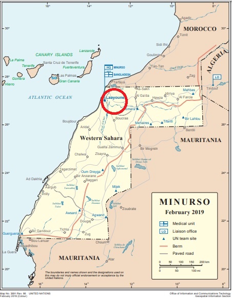 guerra_sahara's tweet photo. @WesternSaharaNZ @TheMediaLine The plaque states #Layounne, #Maroc (#morocco) which is #FALSE  
🇪🇭#Layounne is in 🇪🇭#Westernsahara (#saharaOccidental ) NOT #morocco
We would like to know what's @UN'S judgement on this matter.#WesternSahara is a non self governing territory under #UN #MINURSO mandate. #UNSC #AU https://t.co/qO3m9HkYof