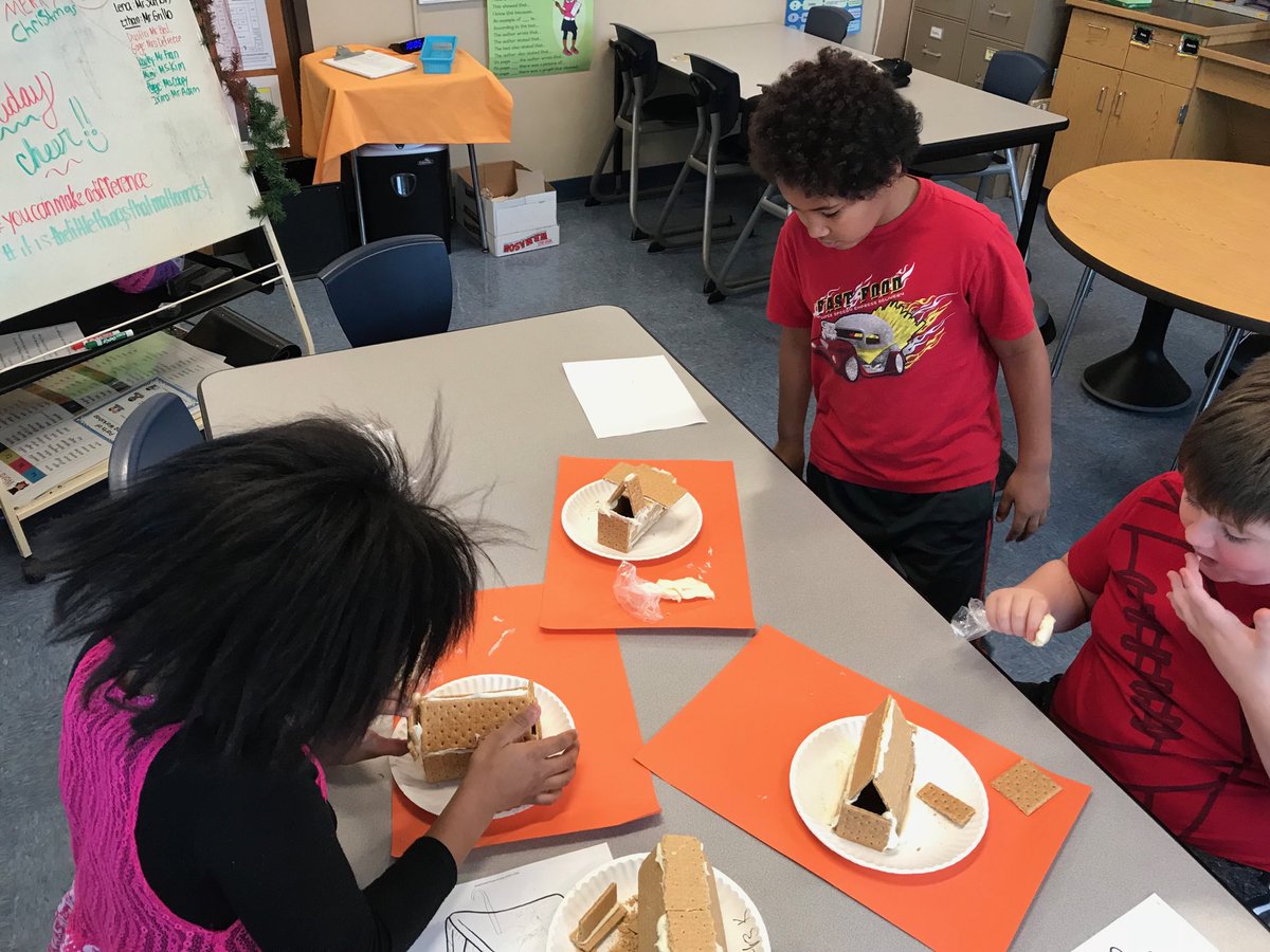 LauraKaczmare10's tweet photo. “Gingerbread” houses under construction and final products! So many smiles!! 😊. #BMSpride https://t.co/A95jdZGavV