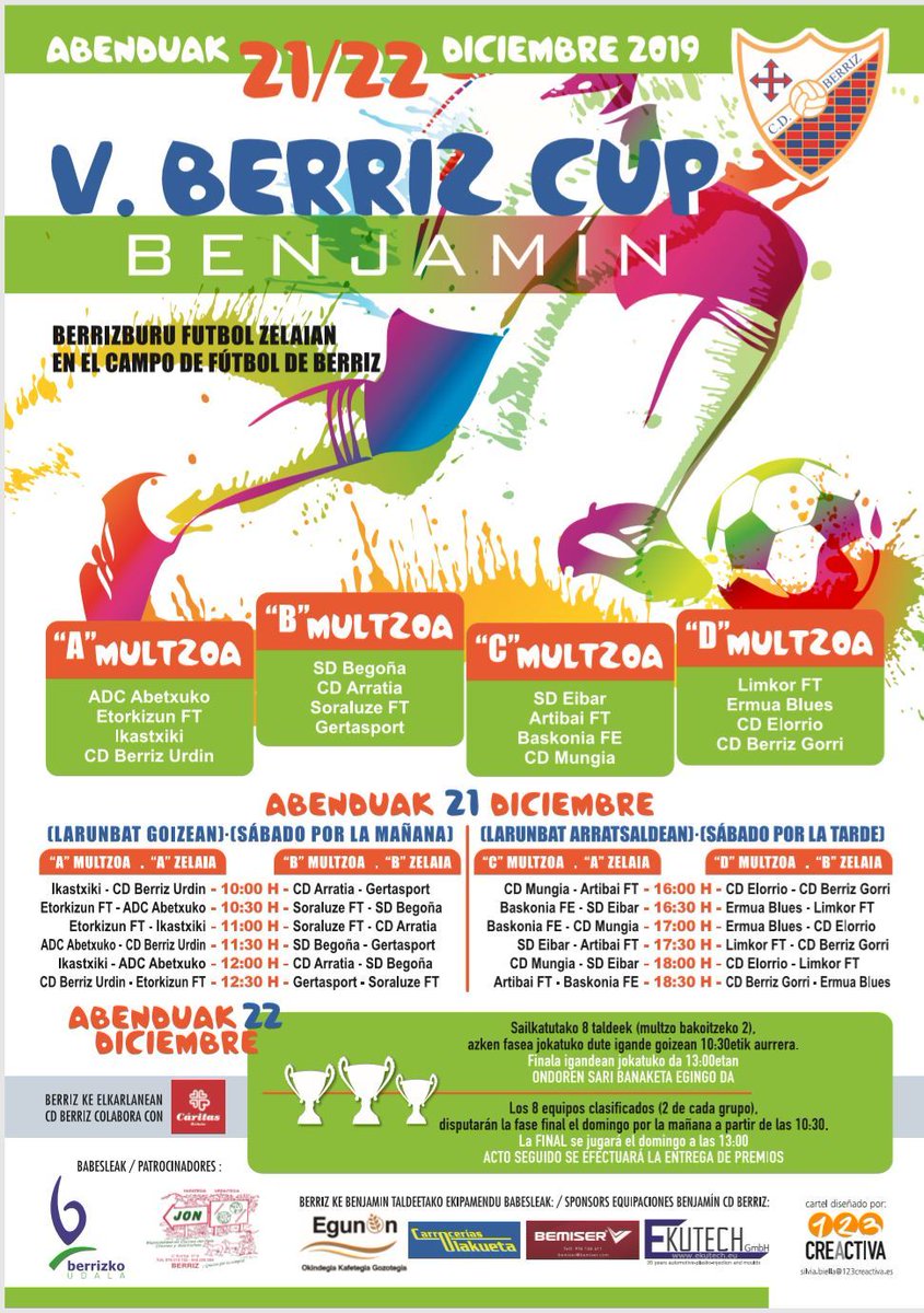TF_Biz's tweet photo. Comienzan los Torneos de Navidad y para este fin de semana tenemos:
V Berriz Cup Benjamín (21 y 22)
Torneo Solidario Dinamo San Juan PreBenjamín12 (21) https://t.co/evK58wO2mu