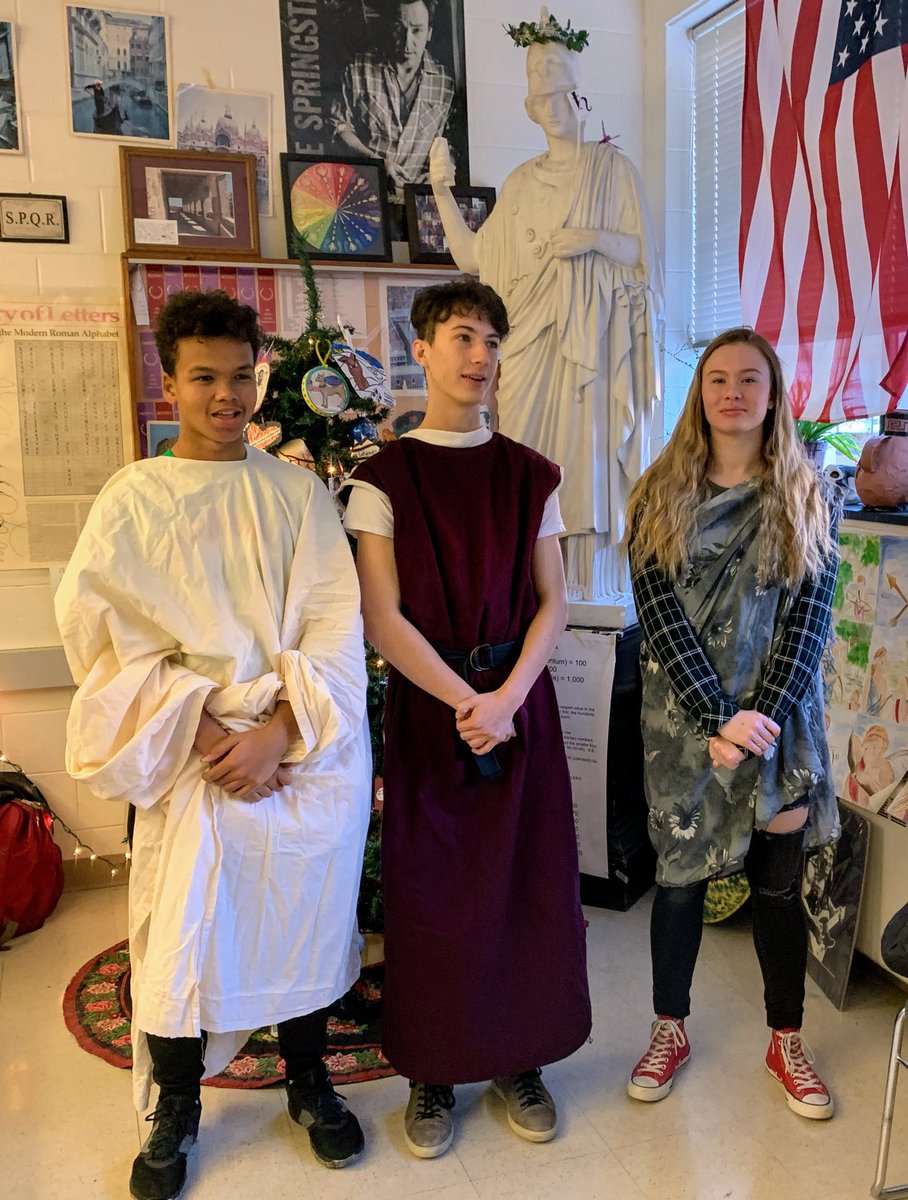 BCHSmagistra's tweet photo. Io Saturnalia! #BCHSLatin students are celebrating day 2 of this ancient midwinter festival in honor of the god Saturn the way the Romans did. #Saturnalia #LatinRocks @BCHSprincipal @MrBroderickBCHS https://t.co/5ZfDHwsR1x