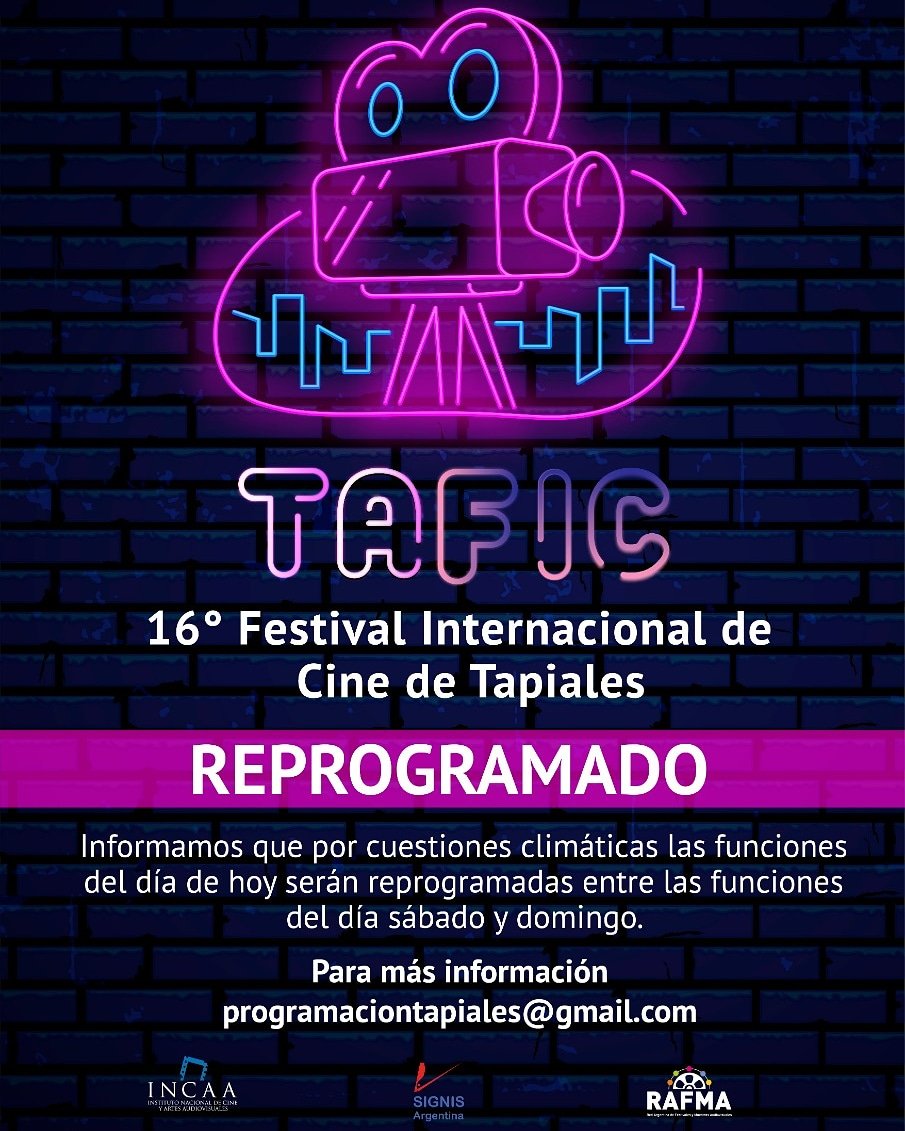 culturalmatanza's tweet photo. ¡¡AVISO POR LLUVIA‼
Las funciones del TAFIC correspondientes a la agenda de hoy se REPROGRAMARÁN para sábado y domingo a causa de las inclemencias climáticas. ¡Nos vemos!
#culturaviva #culturalamatanza #Tafic #Tapiales https://t.co/XI9pS0br1m