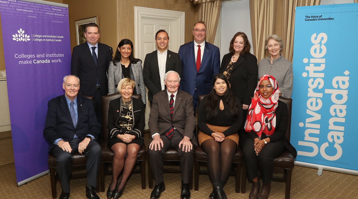 univcan's tweet photo. We were pleased to convene the Advisory Committee on the Outbound Student Mobility Program, chaired by the Right Hon. David Johnston, in Ottawa for our first meeting. Thank you for joining us and helping foster a culture of mobility in 🇨🇦. #GlobalEdCan #CdnPSE https://t.co/6I1KYJx8hP
