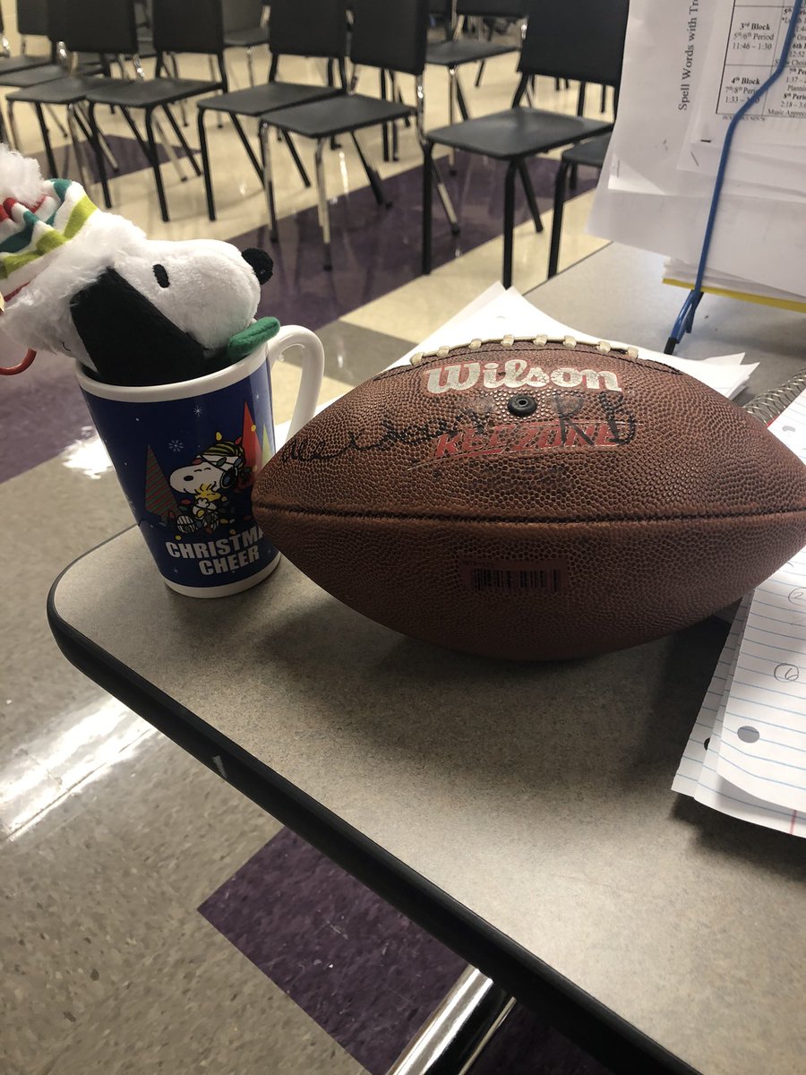 One of my 6th grade students came in this morning and said, “Mr. Snodgrass, you are my favorite teacher! And since we always talk about football, I want you to have my very first football that I got at 5 years old! Merry Christmas”! 
I almost fell apart! 😢😩
#StayOnTheGrind