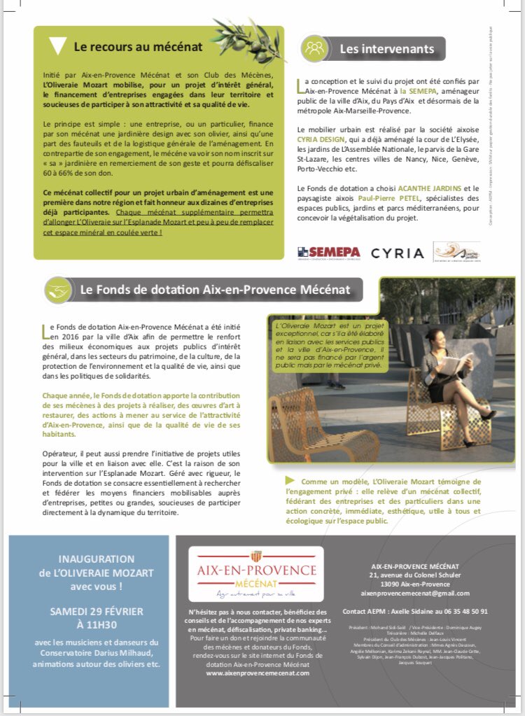 groupesemepa's tweet photo. Présentation ce matin de notre beau projet“L’Oliveraie Mozart” #végétalisation #convivialité de l’Esplanade Mozart,coeur piéton Forum des #Arts @aixmaville 1 forêt d’oliviers centenaires & mobilier urbain #design by #Cyria #Wilmotte #Yonoh intégralement financée par le #mécénat👍🏻 https://t.co/iyU6diui1S
