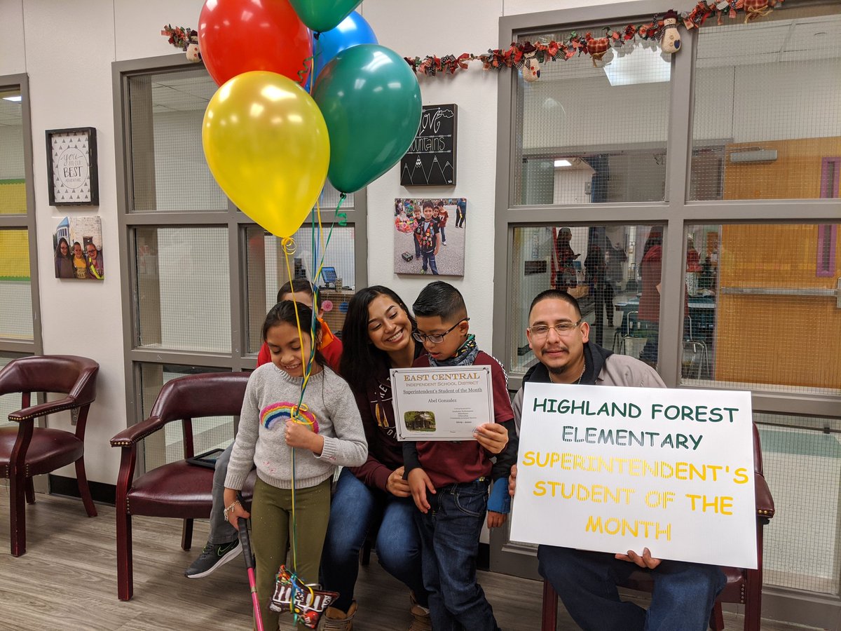 Highland Forest Superintendent Student of the Month is 3rd grader Abel Gonzalez.  Congratulations!  <a href="/ECISDtweets/">East Central ISD</a> <a href="/hfelem/">Highland Forest Elem</a>