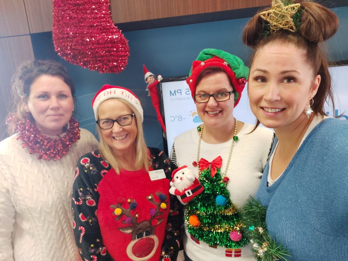 The <a href="/MeridianCU/">Meridian CU</a>
Essa branch celebrating Ugly Christmas Sweater Day!
Elf Cheryl was busy helping Member, but continues to represent.   #CanYouFindBillyTheElf 
#MCUuglychristmassweaterday
#Barrie