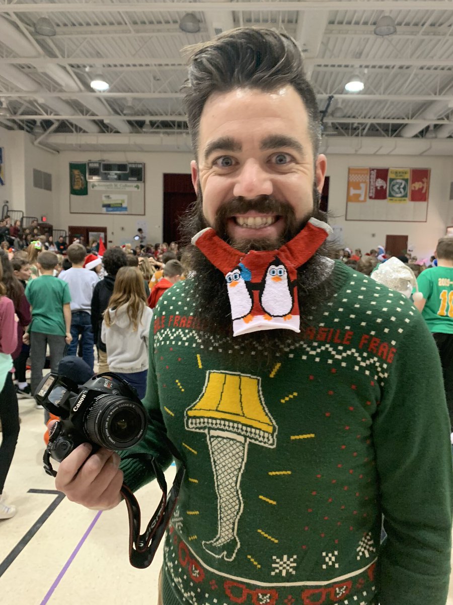 Festive sweater contest winners- Mrs Hemminger and <a href="/waanelson19/">Waanelson</a> Mrs Nelson with her class!  We can’t leave out @LCPSArtMrBender and his “beard sweater” <a href="/KWCcrocs/">Kenneth W Culbert ES</a> #kwcistheplacetobe
