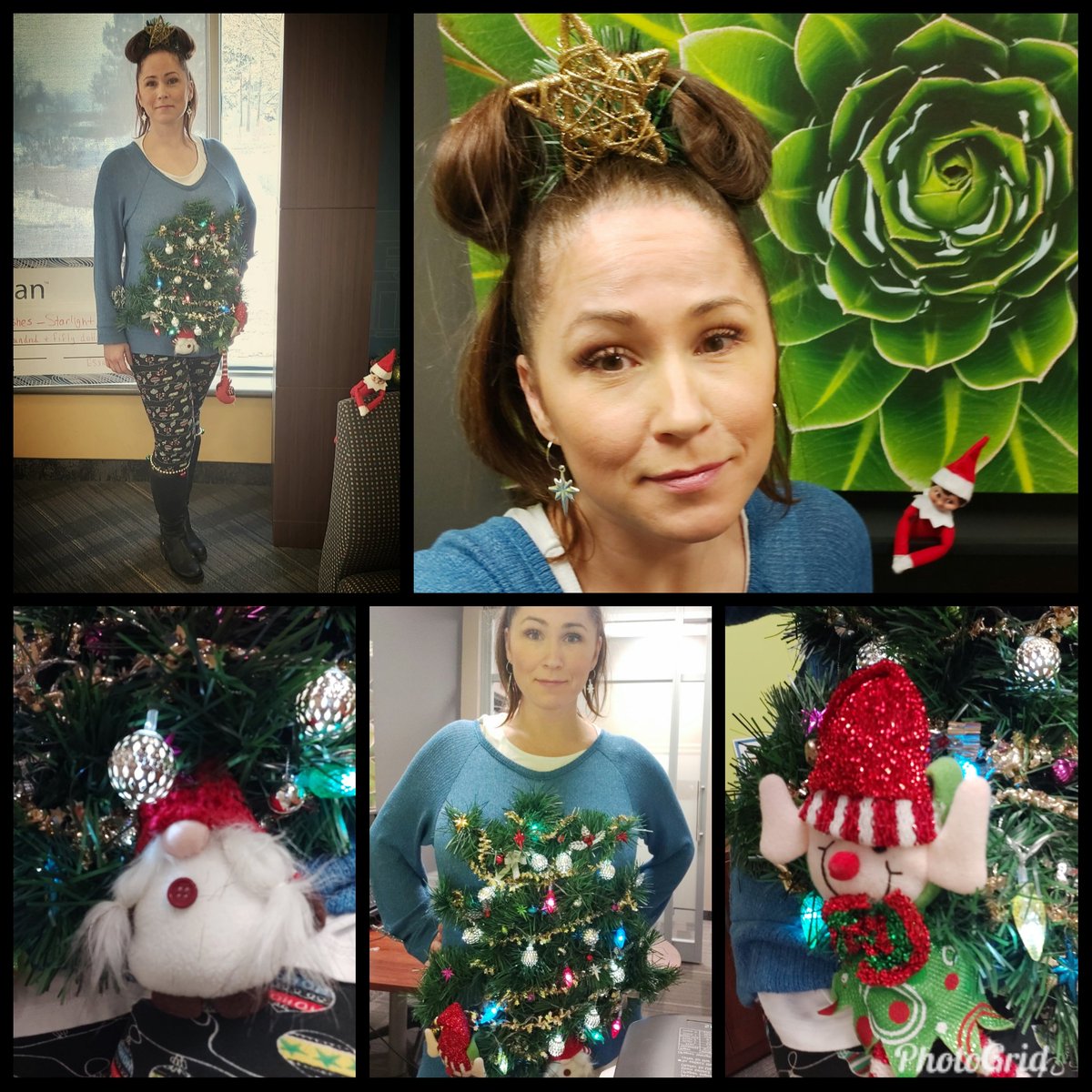 Every Member that has walked into the <a href="/MeridianCU/">Meridian CU</a> Essa branch today has lit up brighter than my sweater when they saw it. That makes the hours of sewing and hot glue worth it. 😁
#CanYouFindBillyTheElf  (twice) #Barrie #EssaBranch 
#mcuuglychristmassweaterday