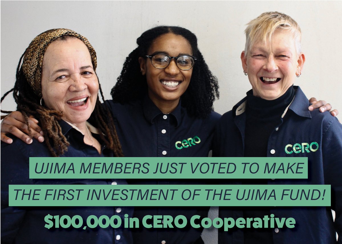 UjimaBoston's tweet photo. Congratulations, @CEROcoop! We are SO excited to end the year with this announcement. Ujima Members just voted to invest $100,000 in CERO, a worker-owned, Dorchester-based composting cooperative.
#AnotherBostonIsPossible #ReWriteTheRules https://t.co/EkbIFsCK9d
