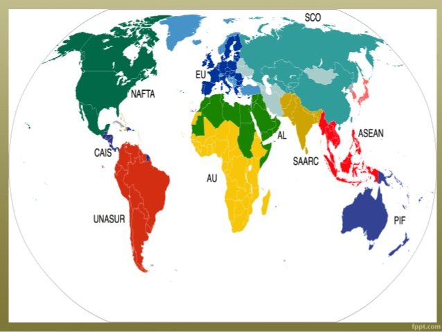 But let's look again at that map. Notice anything?There are no non-contiguous trade blocs. At all. Every country in a trade bloc — i.e. all of them — is in a bloc with it's neighbours And cos we are at the edge of a continent, there's only one bloc next to us.The EU.4/6