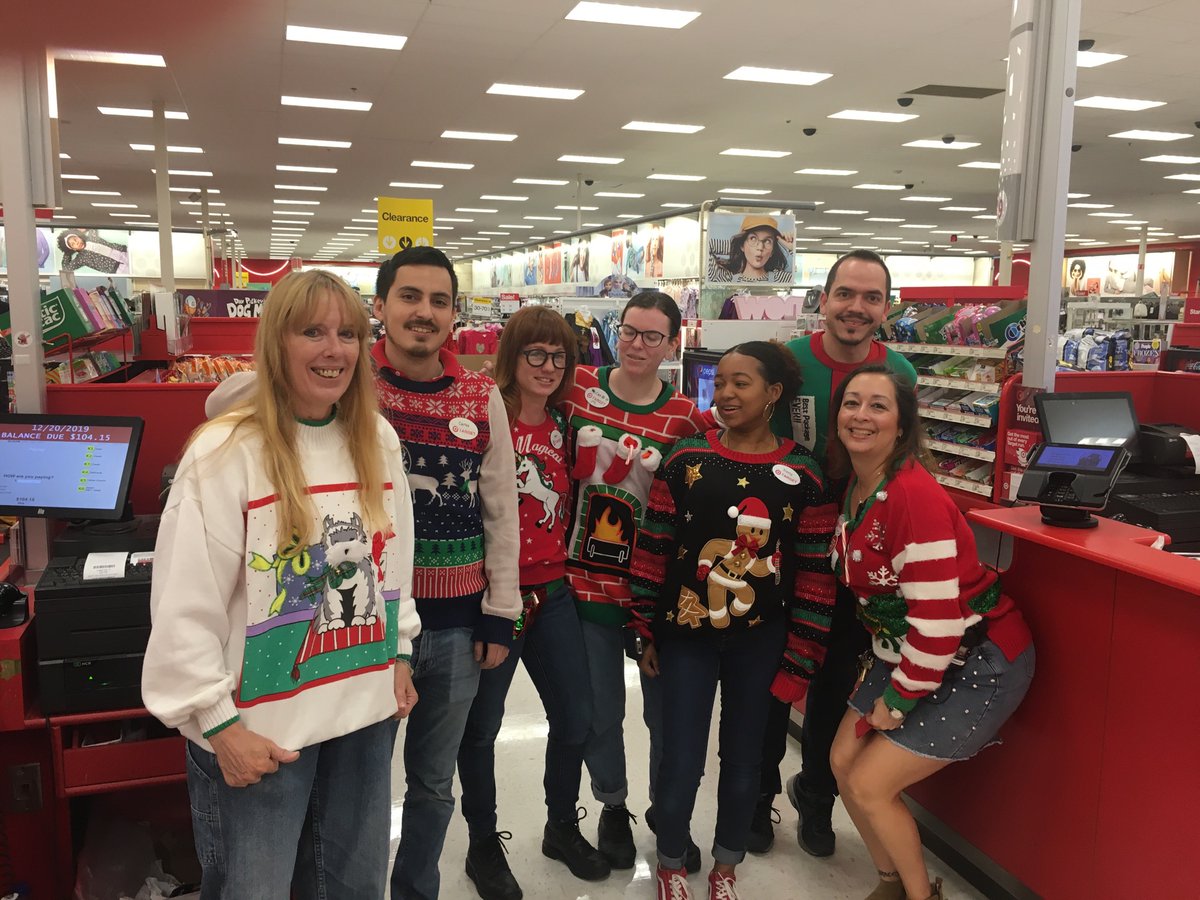 Ugly Christmas Sweater Day at the Town &amp; Country Target. #WorkSomewhereYouLove @KimBurke07 <a href="/aldenkooken/">Alden</a> <a href="/richardjablons2/">Richard Jablonski</a>