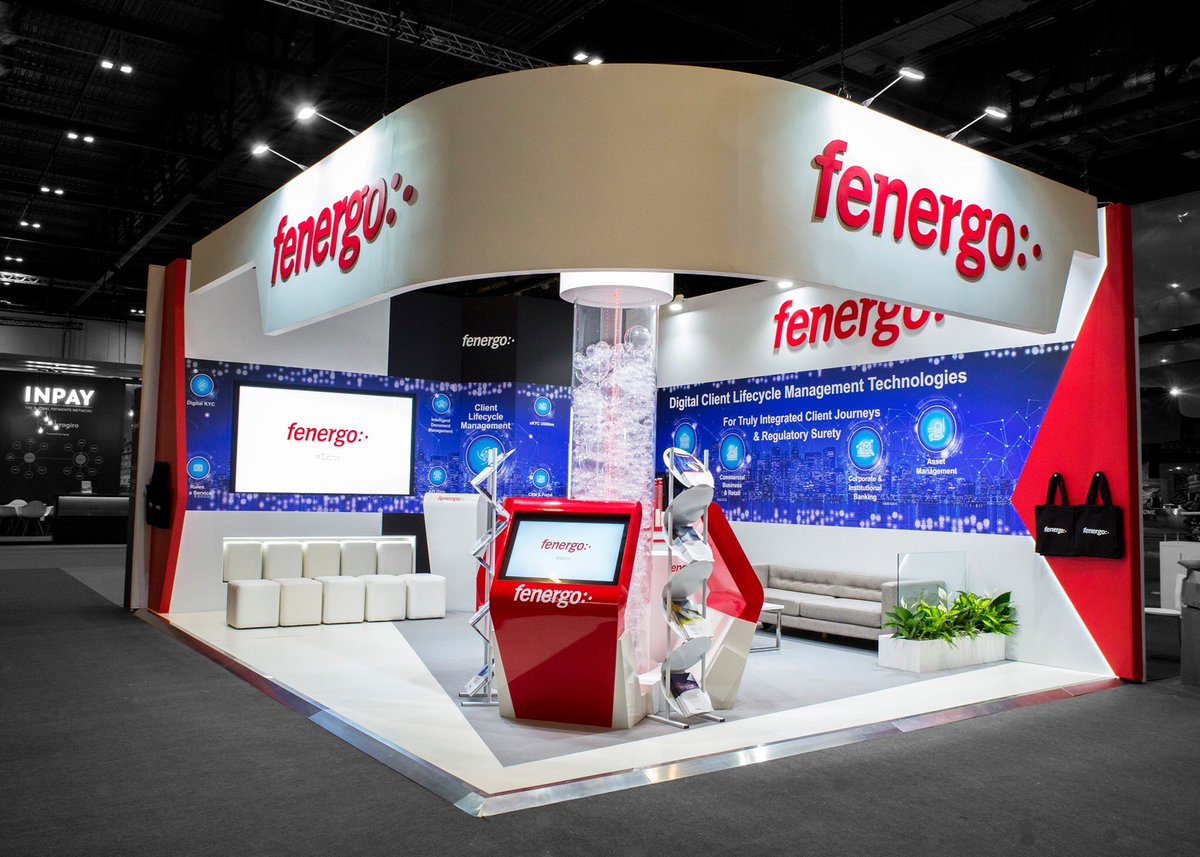 DMNdesignbuild's tweet photo. 'On the eighth day of Christmas DMN presents another show, our Business Development Manager Brendan's favourite @Fenergo' 🎶🎅🏻 #designbuildexhibit #12DaysOfDMN https://t.co/q0QEmInJq4